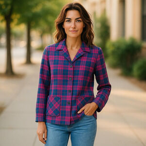 Pendleton Vintage 1960s Knockabouts Wool Tartan Plaid Shirt Jacket Shacket Sz 10